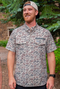 Performance Outdoor Button Up Classic Deer Camo Shirt Burlebo