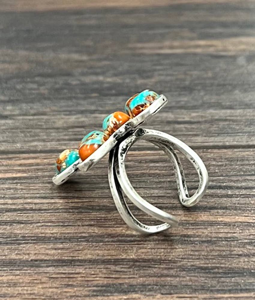 750573, Cross Gemstone Adjustable Ring