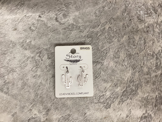 Silver cactus earrings