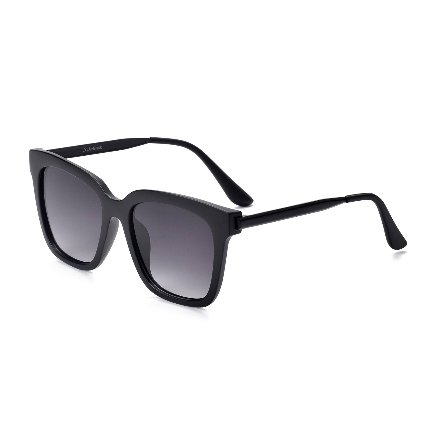 Lyla - Polarized Medium Cat Eye Sunglasses: Black Fl Dax