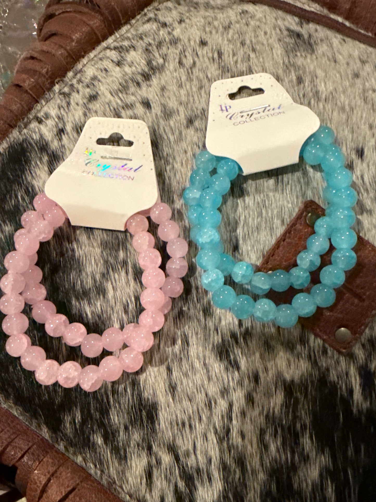 Crystal Collections Bracelet Pair Turquoise or Pink