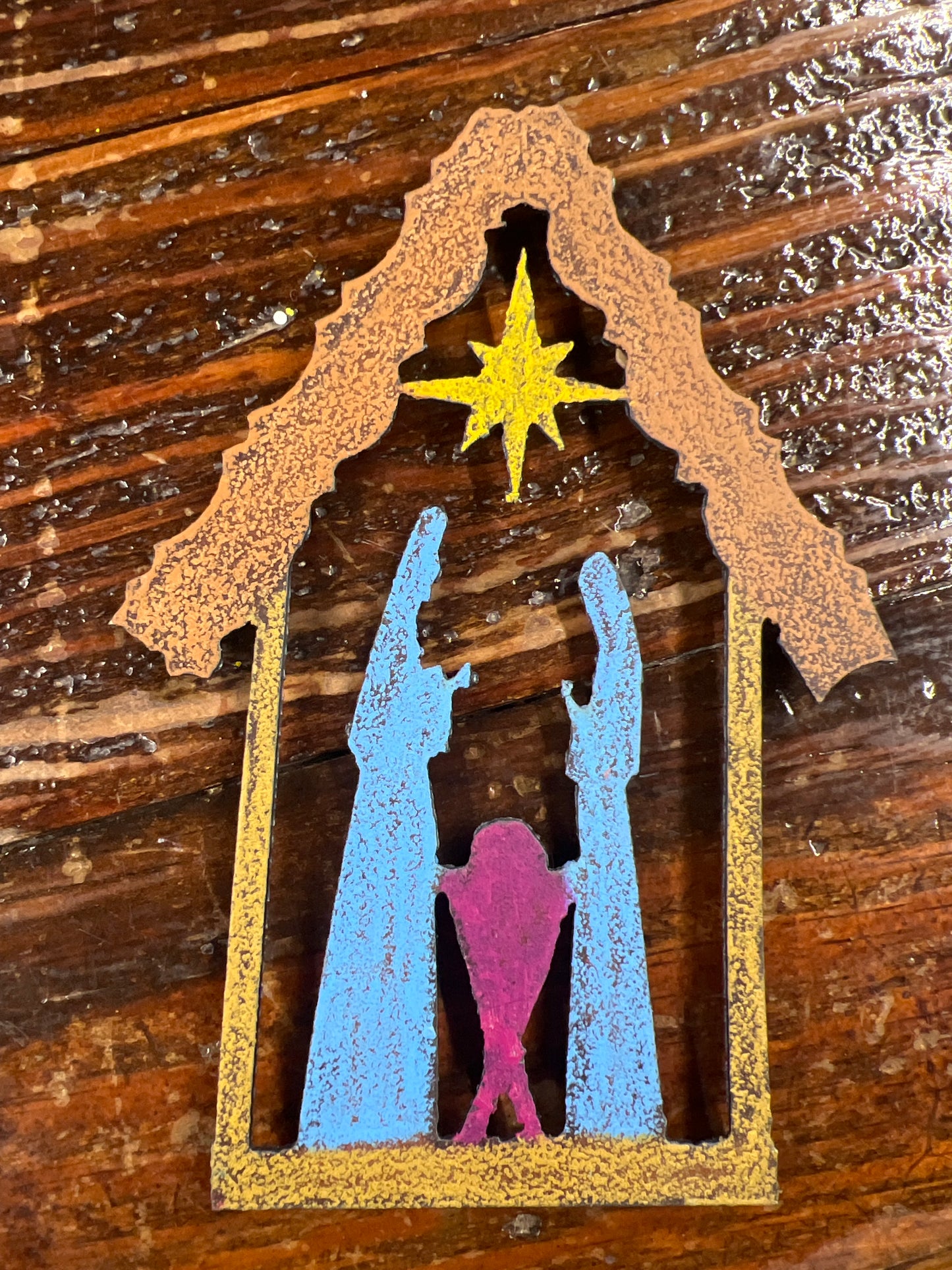 Nativity Magnet  holiday USA Christmas souvenir recycled whimsie
