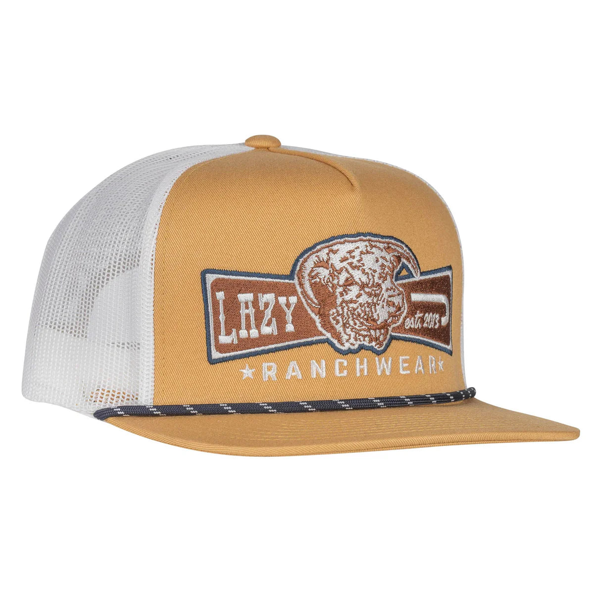 Mustard and White Diamond Banner Classic Rope Five panel Trucker