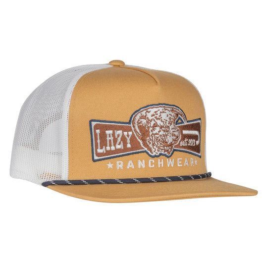 Mustard and White Diamond Banner Classic Rope Five panel Trucker