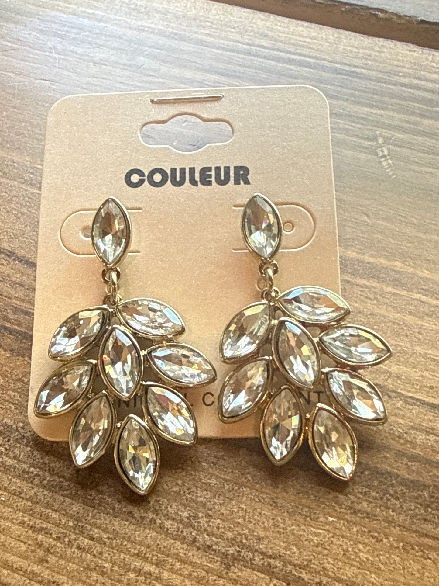 Gold and Crystal Chandelier Style Couleur Earrings