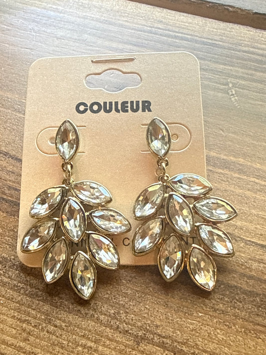 Gold and Crystal Chandelier Style Couleur Earrings