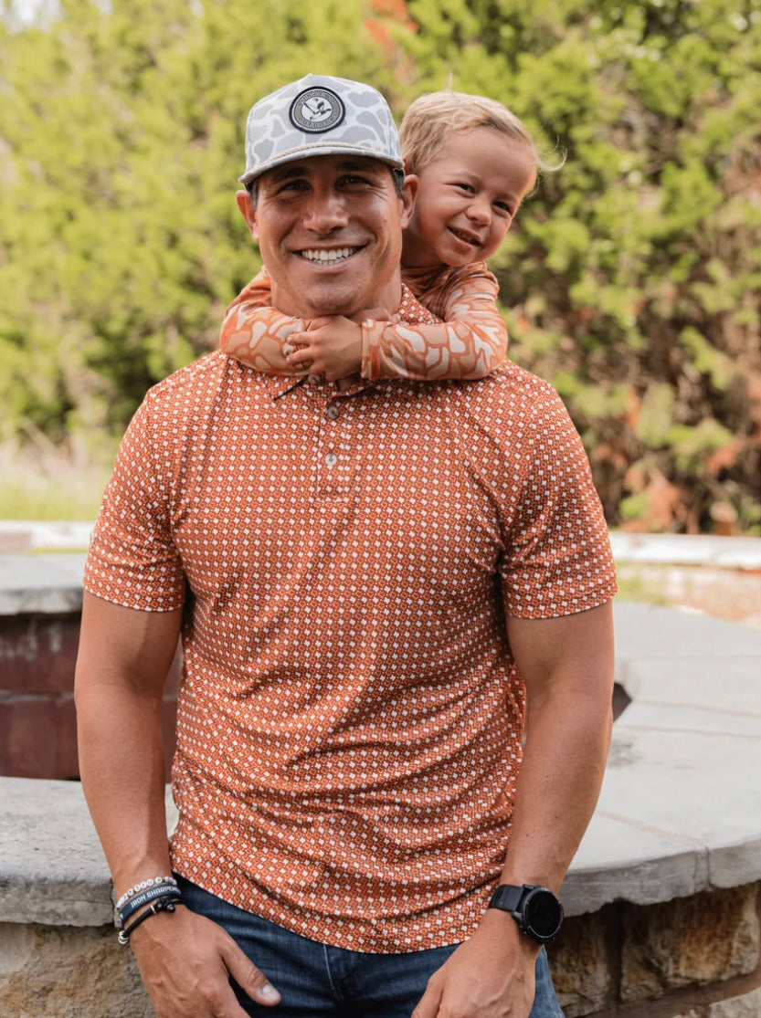 Texas Orange & White Performance Polo Burlebo