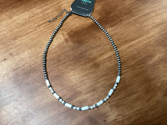 Grey and white beaded necklace