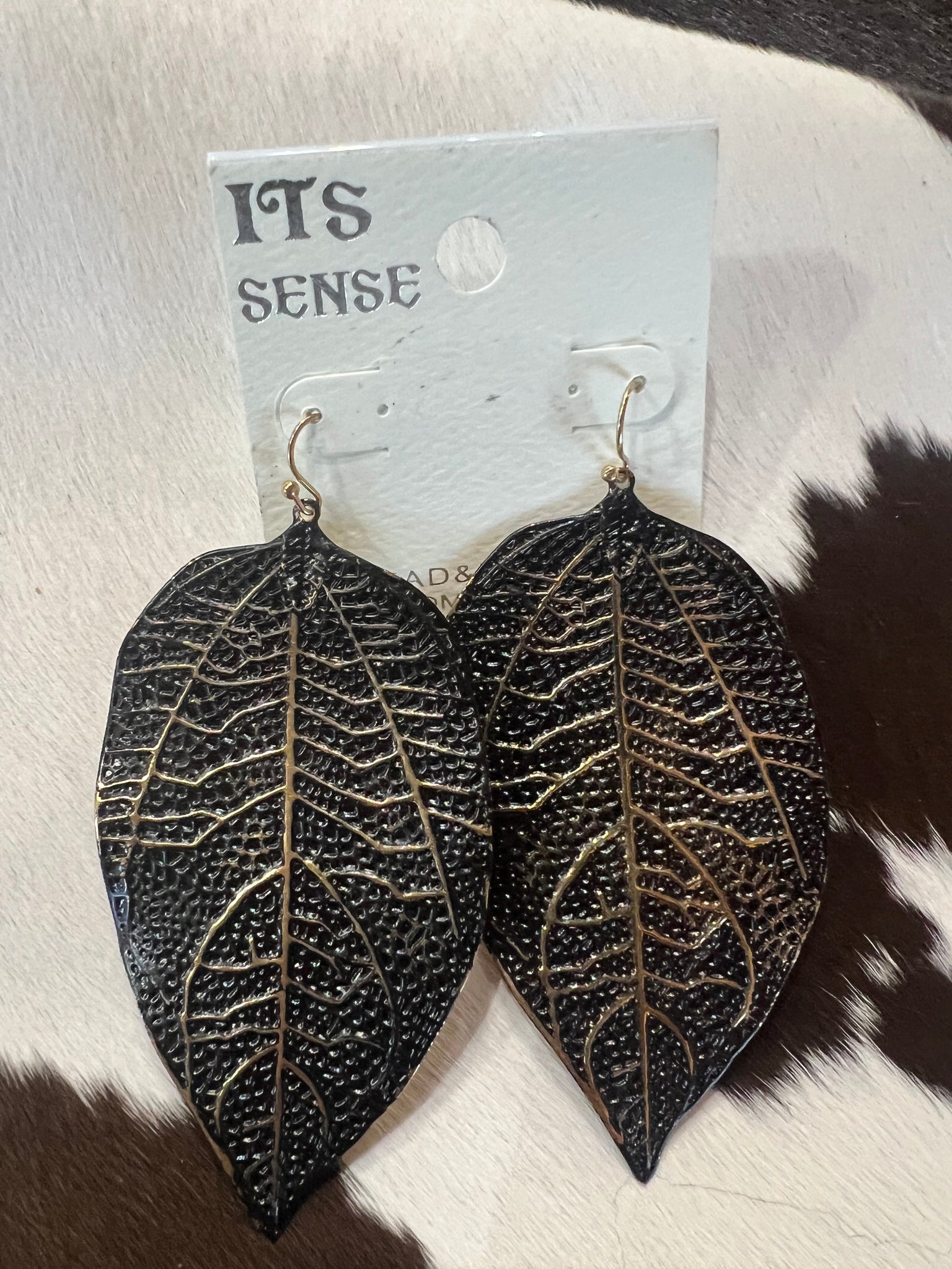 Large Leaf Metal Earrings (Multi Color) Ace