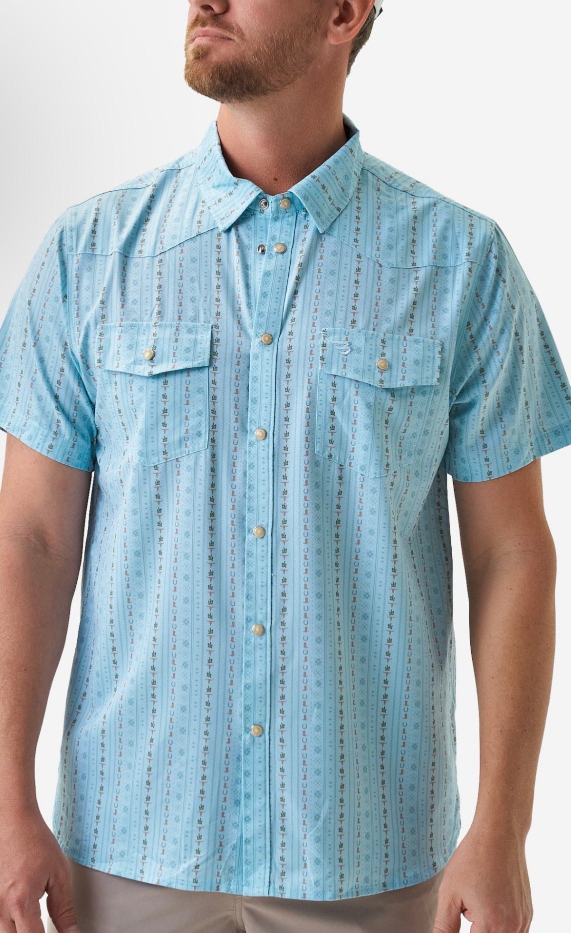 Ranch Blue Jean Performance Western Pearl Snap Shirt Burlebo Tx/ Fl
