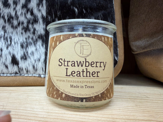 Strawberry Leather Small Yogurt Jar Candle With Wooden Lid Texas Expressions
