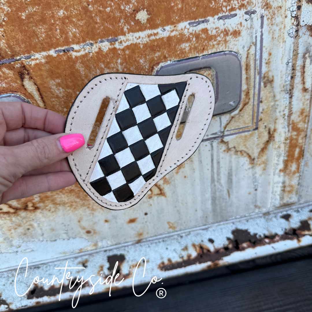 Checkered Leather Sheath Holder Countryside