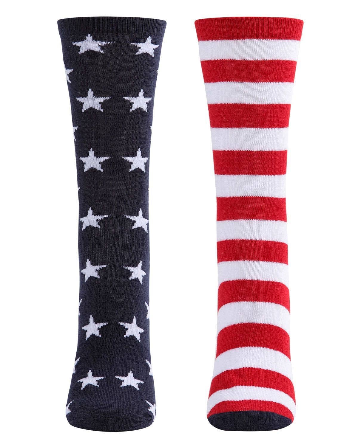MeMoi Stars and Stripes  Ladies Crew Socks: Navy / 9-11 Inf Class