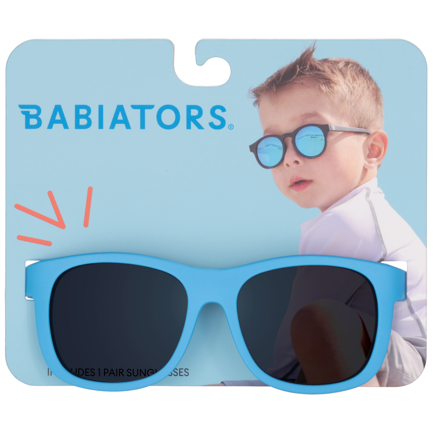 Sky Blue Kids Navigator Sunglasses on Peggable Hangtag: Ages 3-5