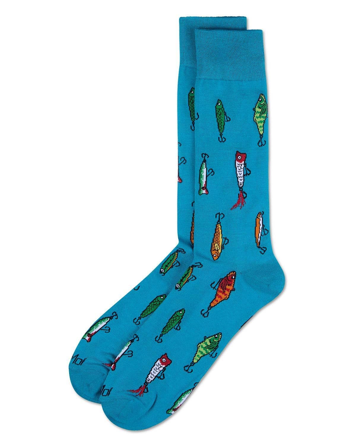 Gone Fishin' Men`s Bamboo Crew Socks Capri Breeze / 10-13 Inf Class