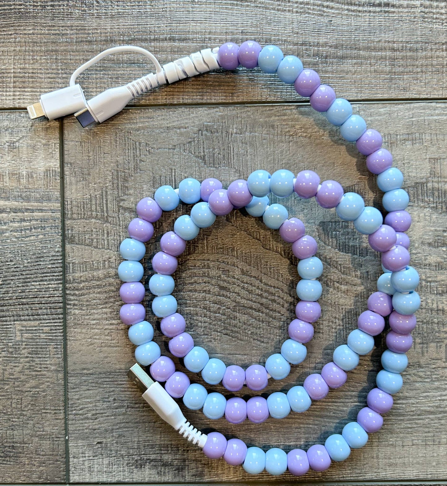 Beaded Phone Charger with Lightning & USB-C Cable: Turquoise JInk Tx