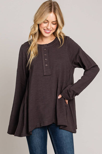 Everyday Fall/Winter Flowy Women's Top Cotton Bleu