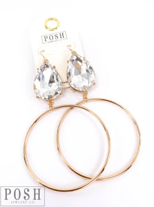 Large pear teardrop with circle earring: GCL posh