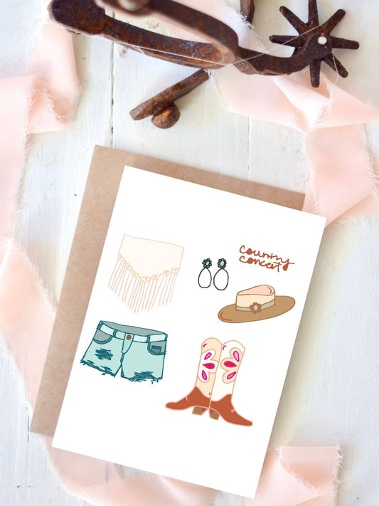 Western Cowgirl Outfit Cowboy Boot Card Tirzah