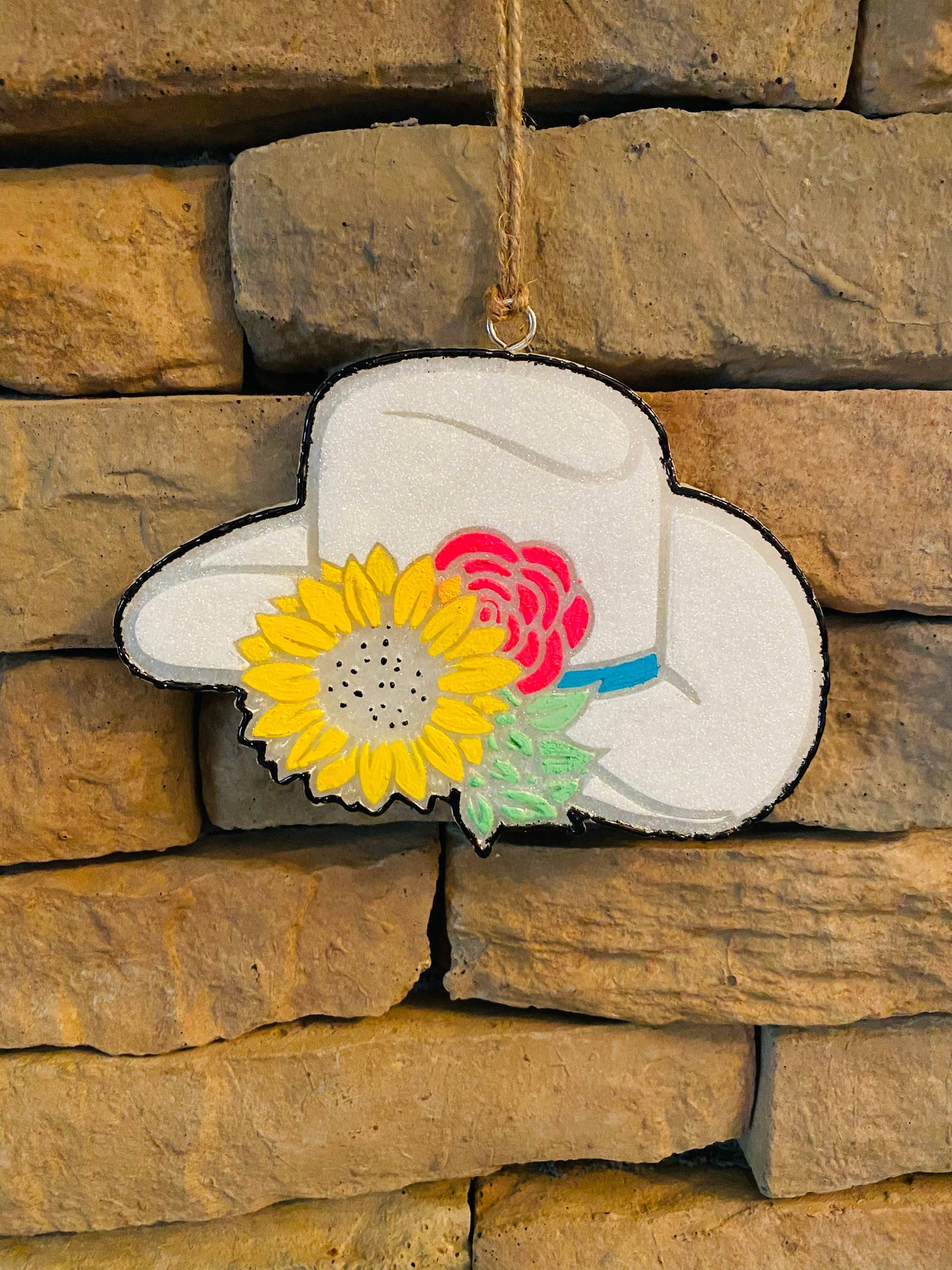 Floral Cowgirl Hat Glitter Freshie: Leather & Lace