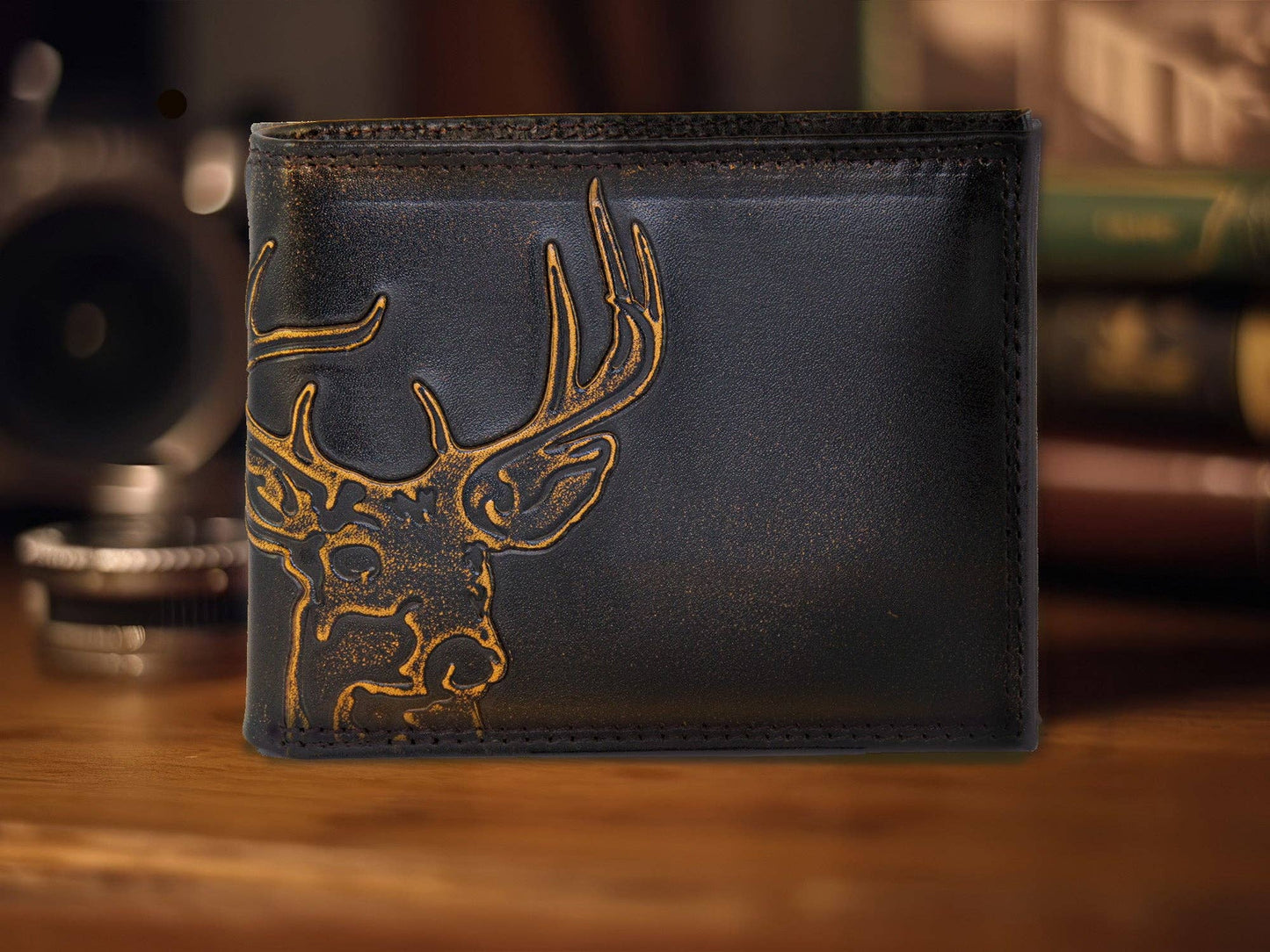 Buck Burnished Leather Zep Bifold Wallet