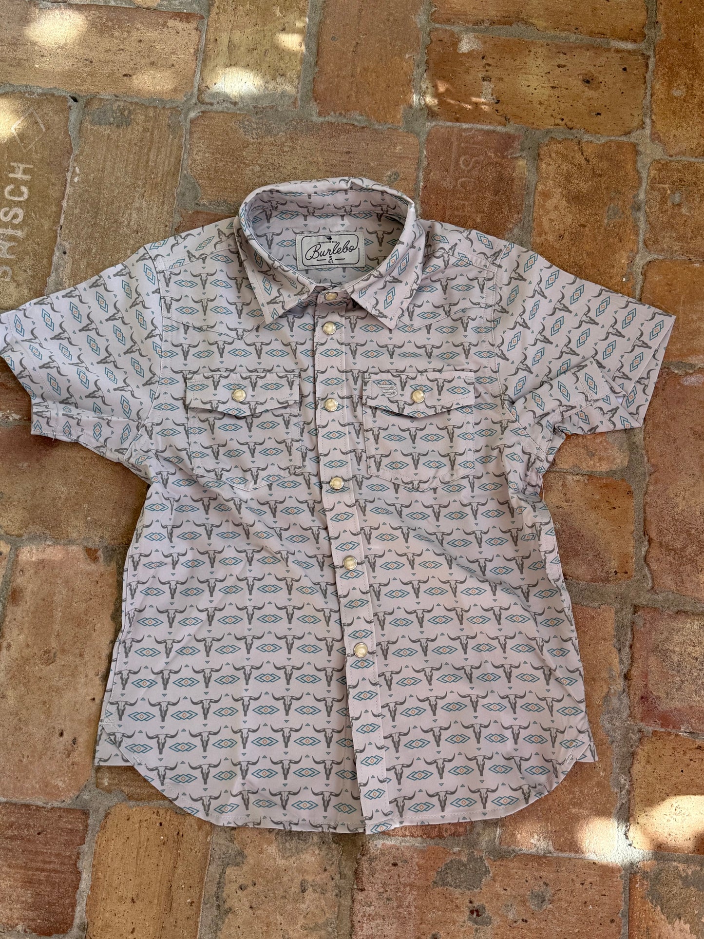 Skull Rancher Youth Burlebo Western Performance Shirt Pearl Snaps Y-PWS-SKLR Tx/Fl