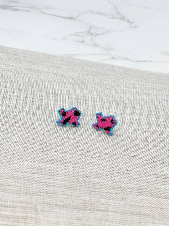 State Of Texas Hot Pink Leopard Stud EarringsPrep Obsessed