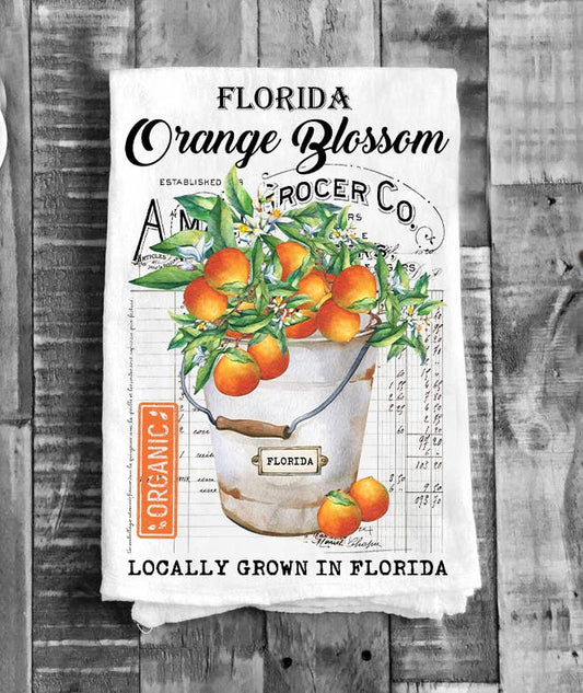Florida State Flower Orange Blossom Flour Sack Tea Towel
