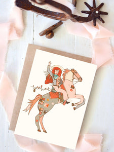 Yeehaw Cowgirl Card, Western Encouragement Card Tirzah