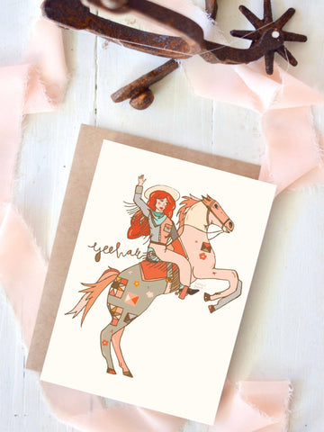 Yeehaw Cowgirl Card, Western Encouragement Card Tirzah