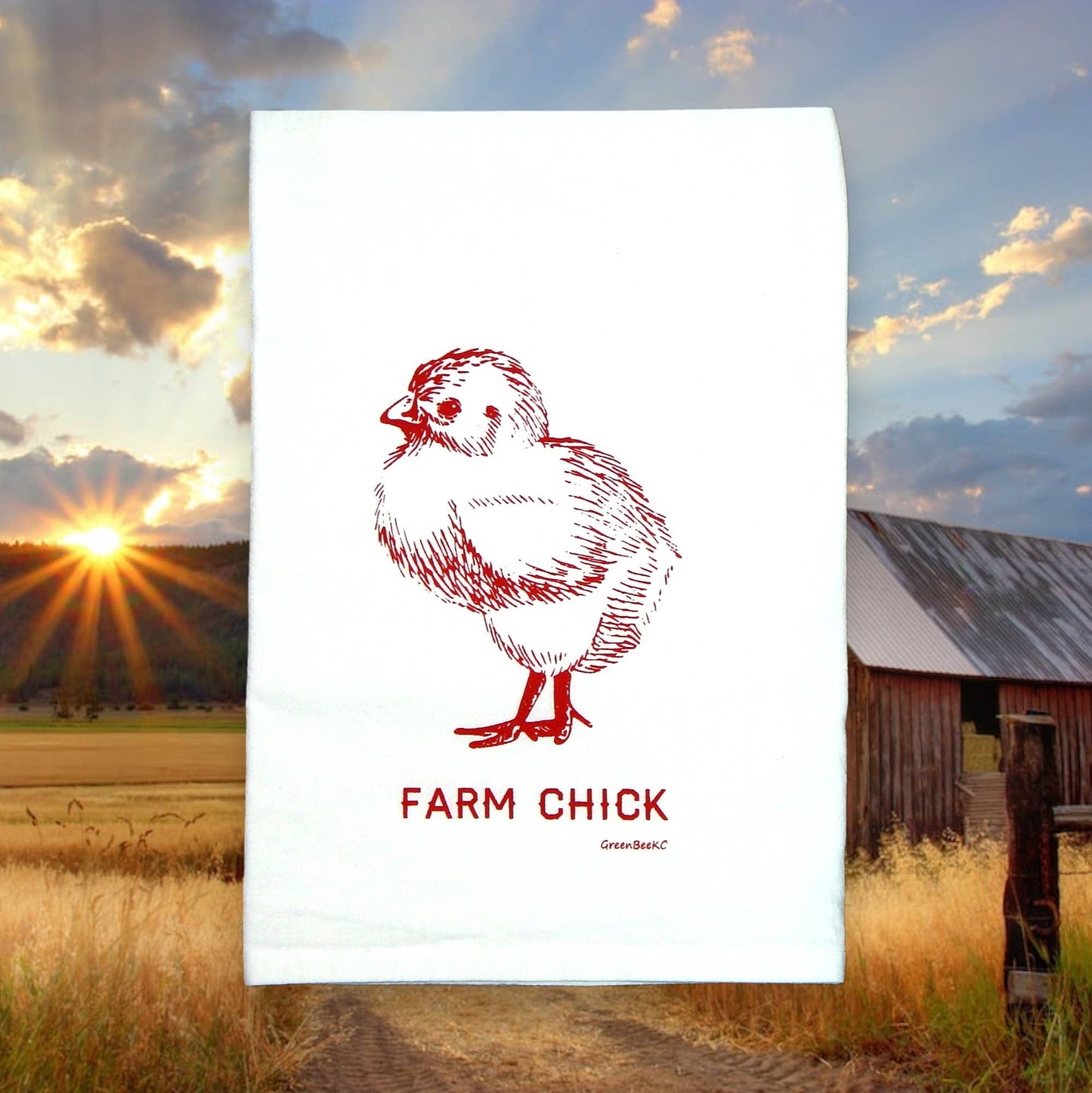 Farm Kicthen Towel | Tea Towels | Chicken Dish Towels: Black Green Bee
