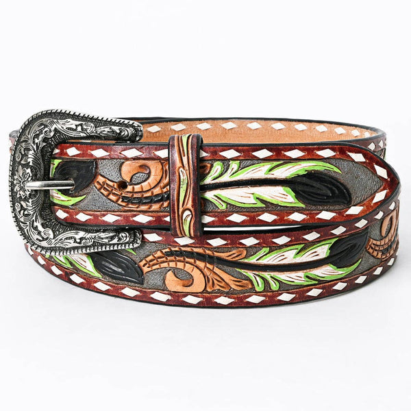 Leather Ladies Tooled Feather Belt ADBLF117: LS Western