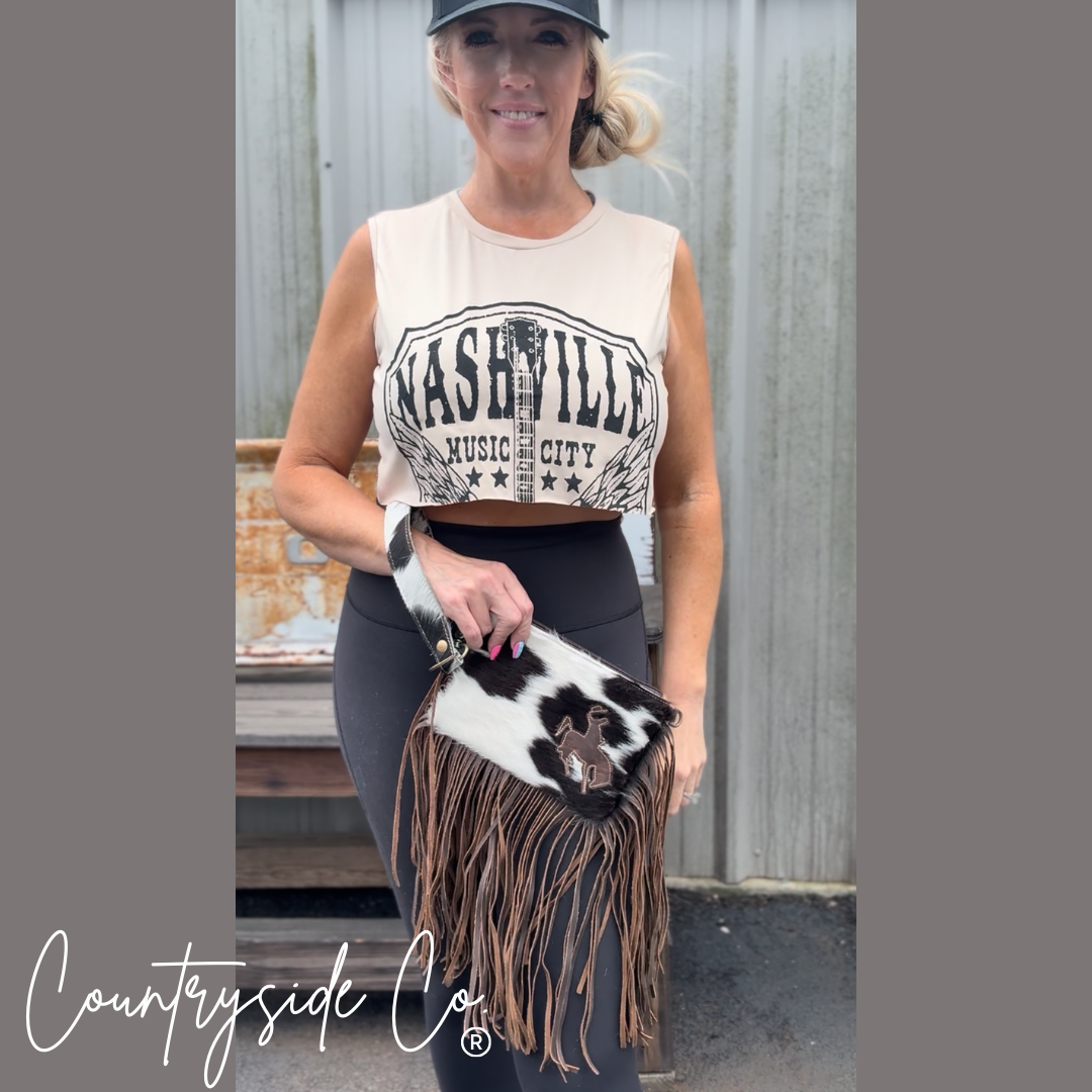 Rodeo Rider Cowhide Purse Crossbody with Wristlet Texas Western Cowhide
