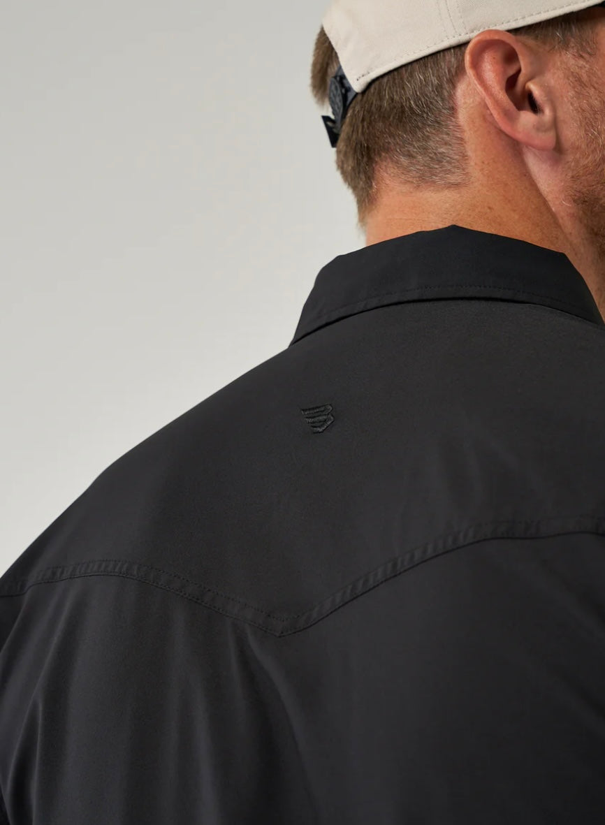 Black Long Sleeve Performance Western Shirt With Pearl Snaps Burlebo