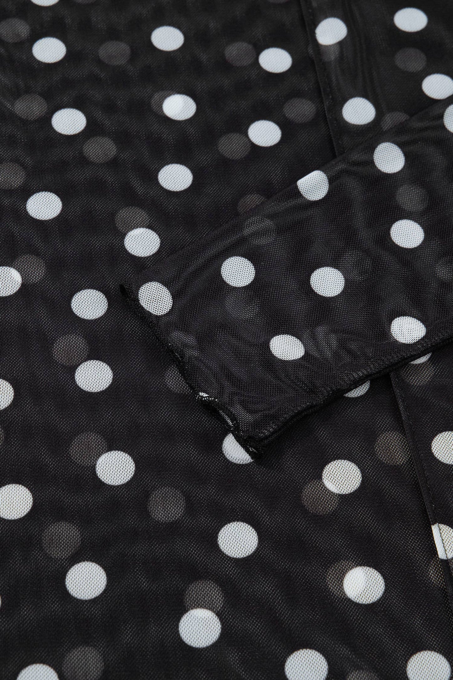 66 Polka Dot Western Mock Neck Mesh Bodycon Top (S-XL): Black / Missy / XL