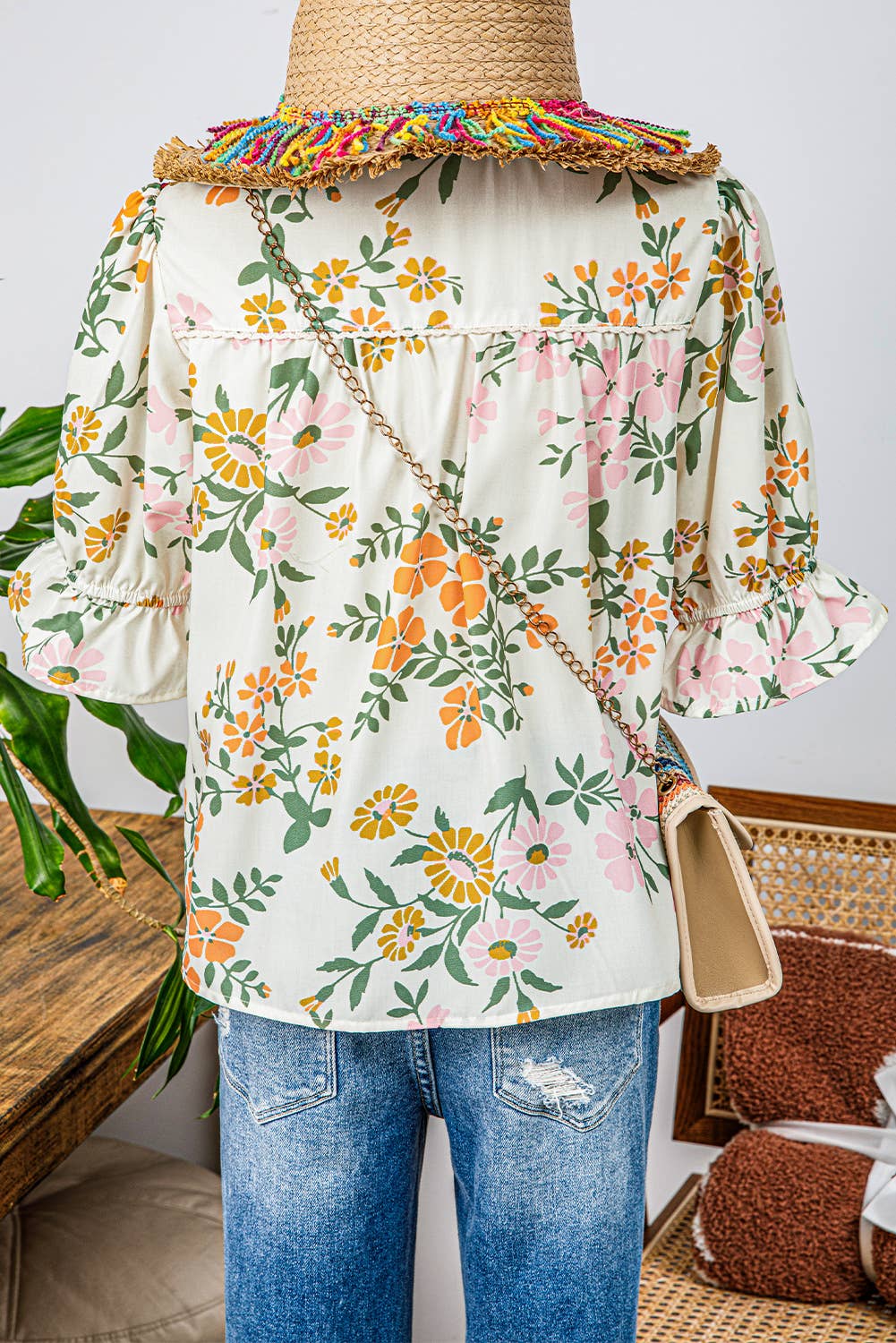 Fashion-W Crochet Boho Half & Long Sleeve Floral Blouse: Fashionw