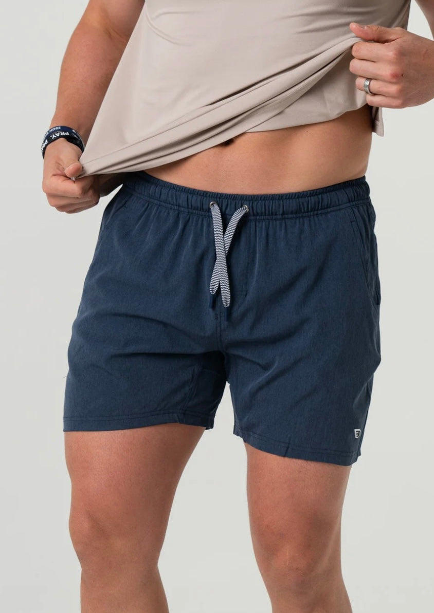 Burlebo Athletic Shorts Heather Navy with American Flag liner