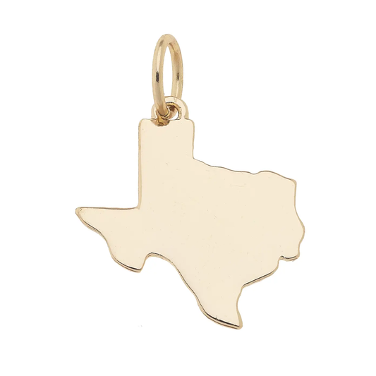 Texas Shaped State Charm in Shiny Gold Canvas