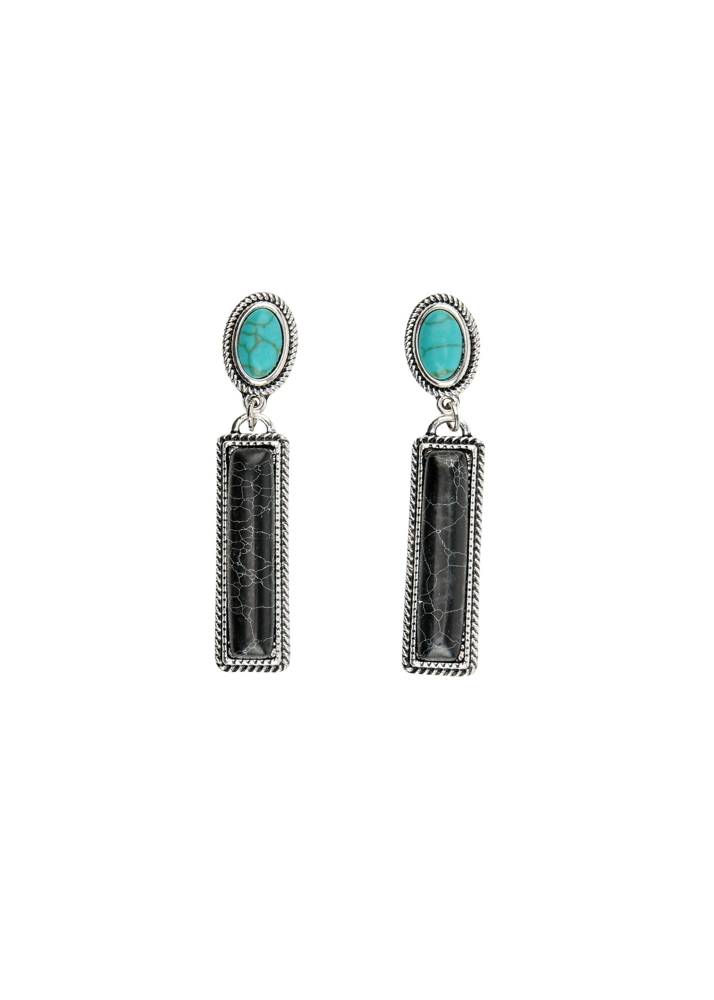 2.5" Black Bar Earring on Turquoise Post West Co