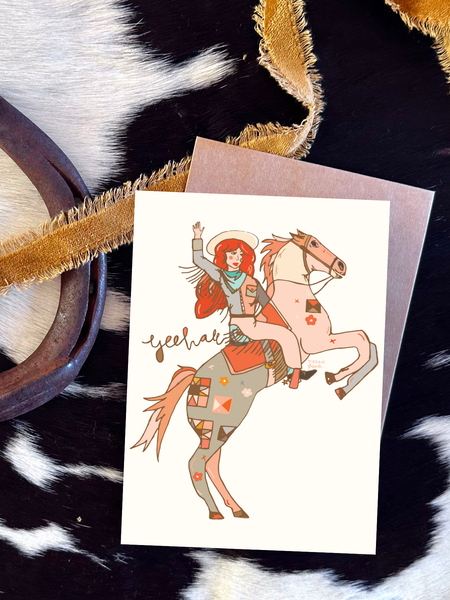 Yeehaw Cowgirl Card, Western Encouragement Card Tirzah