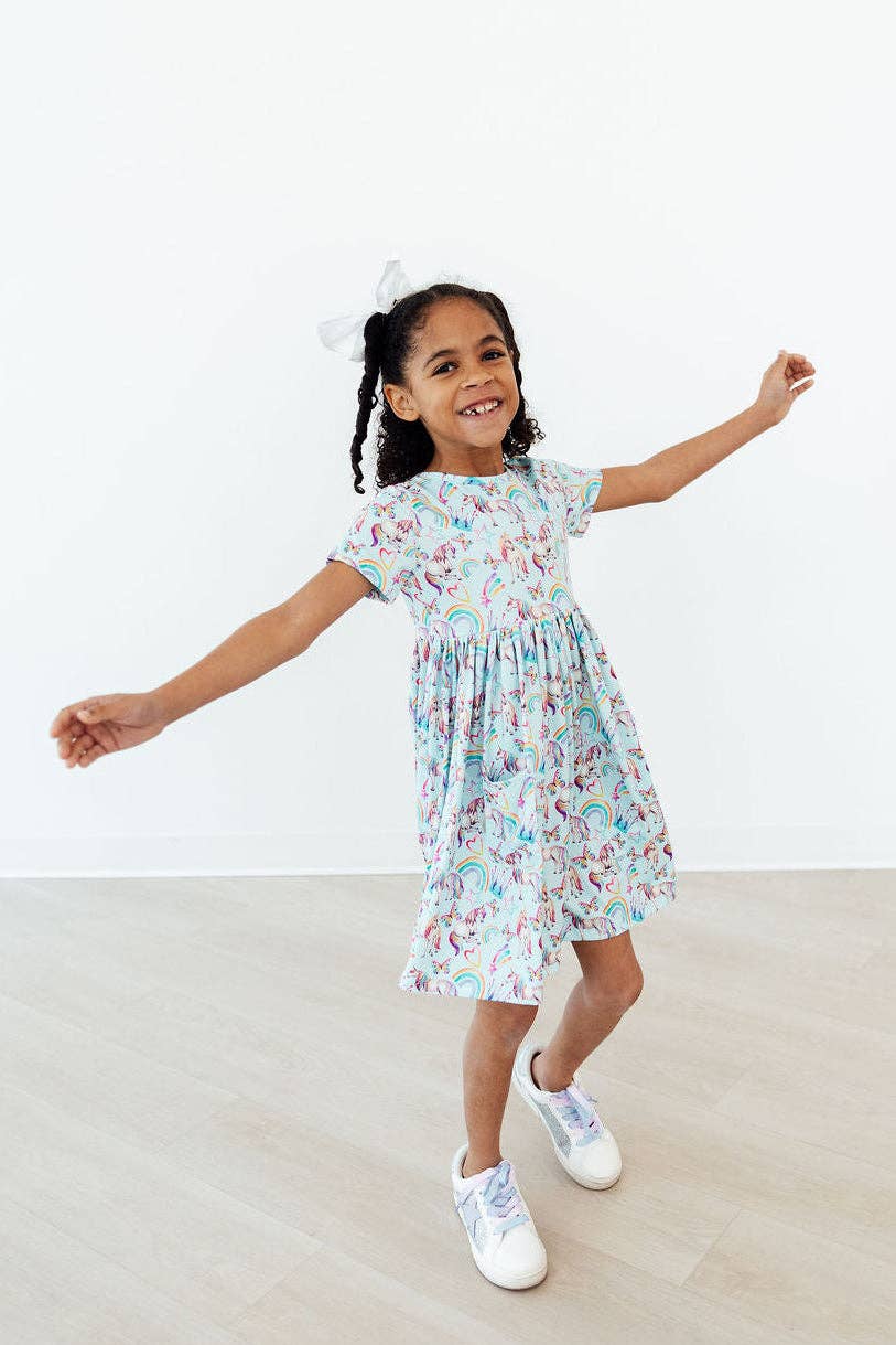 Unicorn Queen S/S Pocket Twirl Dress: Mila Fl