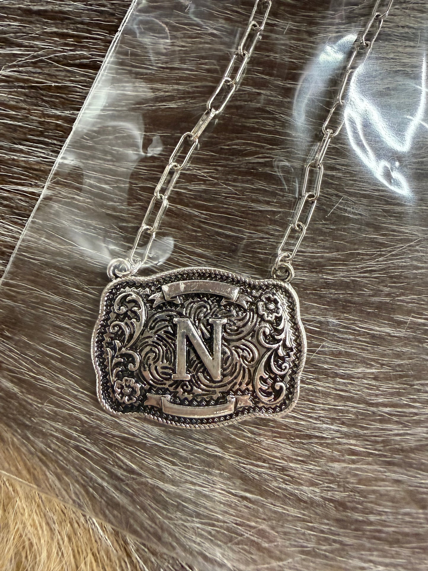 Initial Buckle Style Necklace Tipi