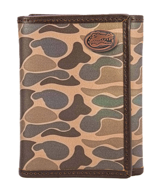 Florida Gators Zep Men's Trifold Old School Camo Leather Wallet.