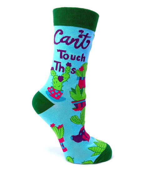 Can't Touch This Women's Crew Socks Featuring Prickly Cactus