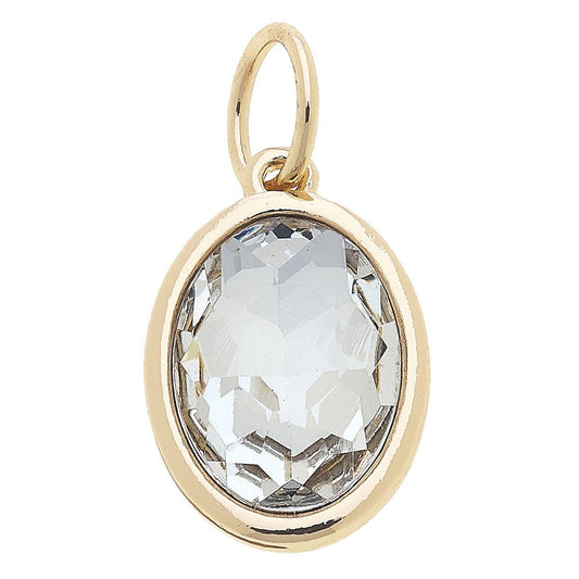 Glass Birthstone Charm: April / "Diamond" Clear canvas