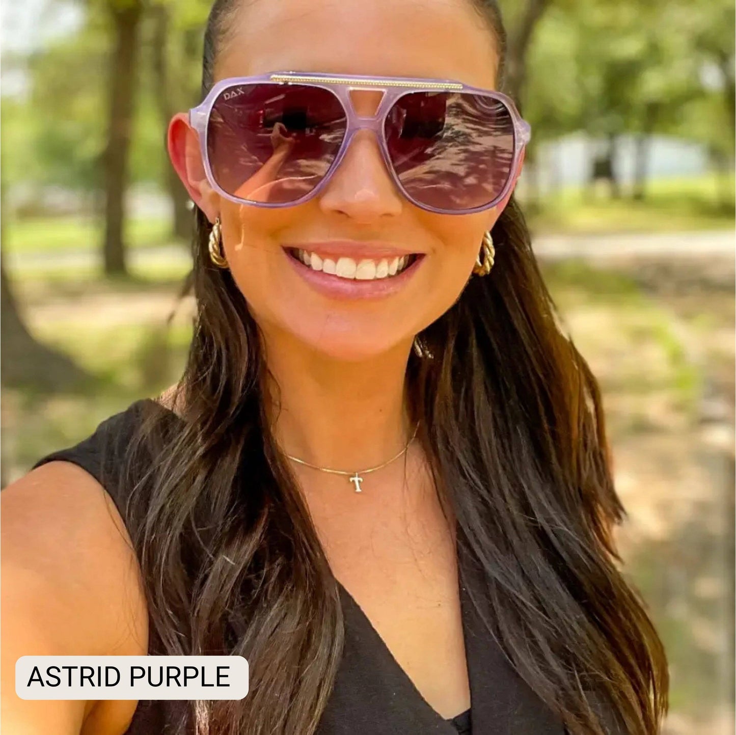 Astrid - Women's Oversized Aviator Sunglasses: Black Fl Dax