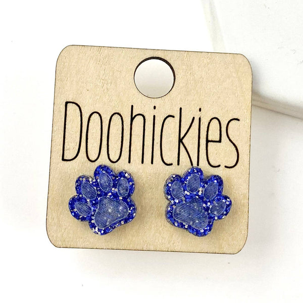 Paw Stud Earrings: Maroon Glitter Doohickie