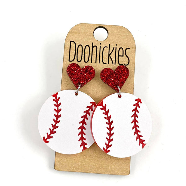 Heart Baseball Dangles - Purple Doohickie