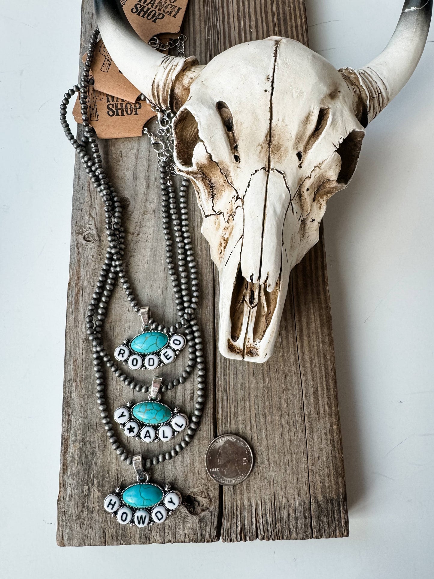 Rodeo Yall Howdy - Bead Pendant Necklace: YALL