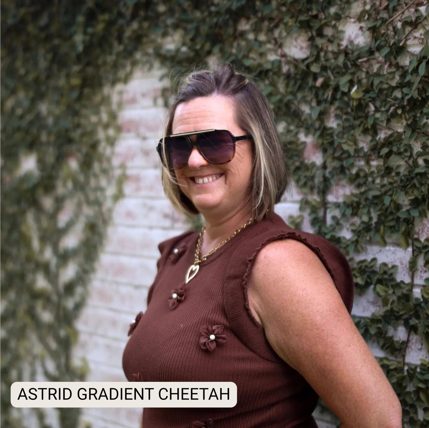 Astrid - Women's Oversized Aviator Sunglasses: Gradient Cheetah Tx Dax